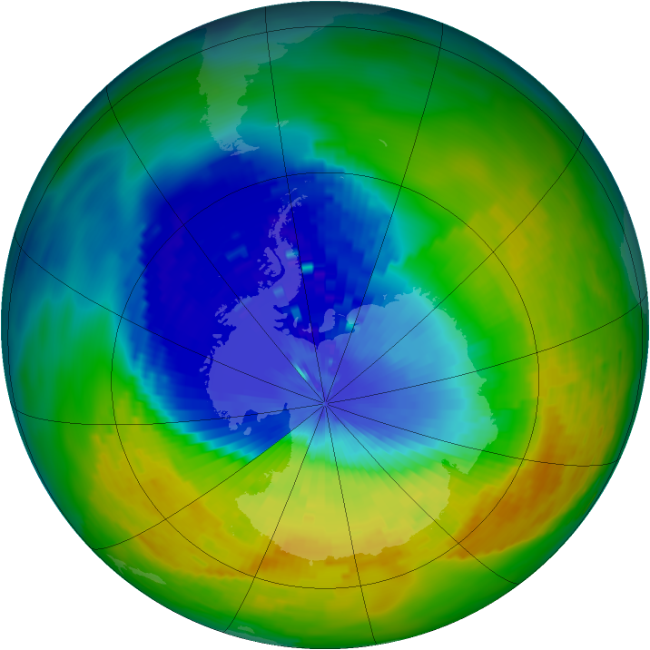 Antarctic ozone map for 11 November 1994